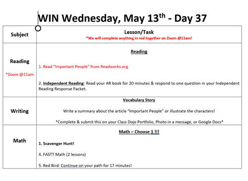 day 37 agenda 